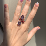 DOUBLE OCTAGON RING ~ IN BURGUNDY