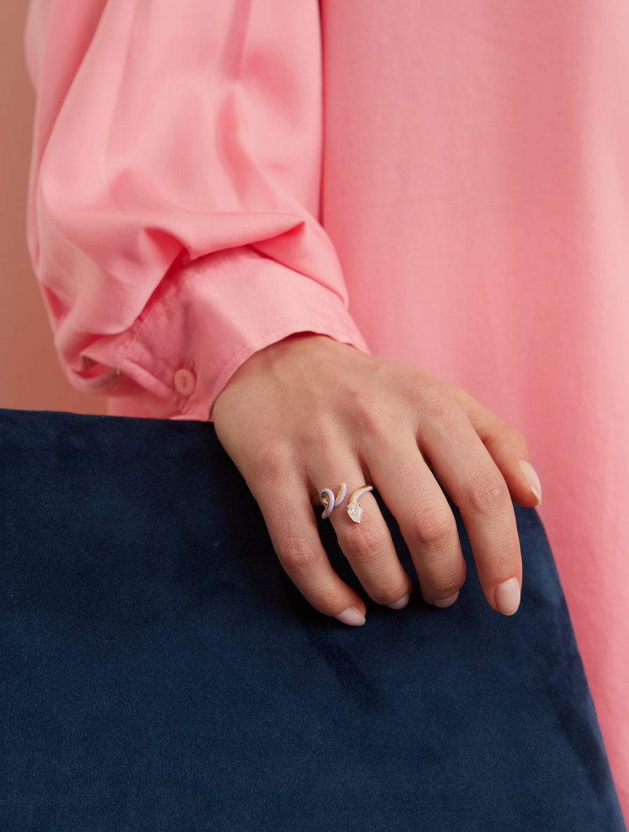 Baby Pink Sapphire Princess-Cut Diamond Halo Ring, 14K White Gold