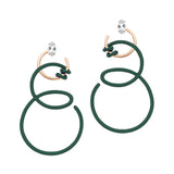 DOUBLE CURL VINE EARRINGS IN EMERALD GREEN