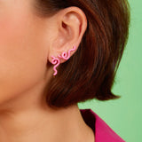 SHORT WAVE EARRINGS IN PINK