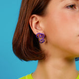 LONG WAVE EARRINGS IN PURPLE