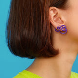 LONG WAVE EARRINGS IN PURPLE