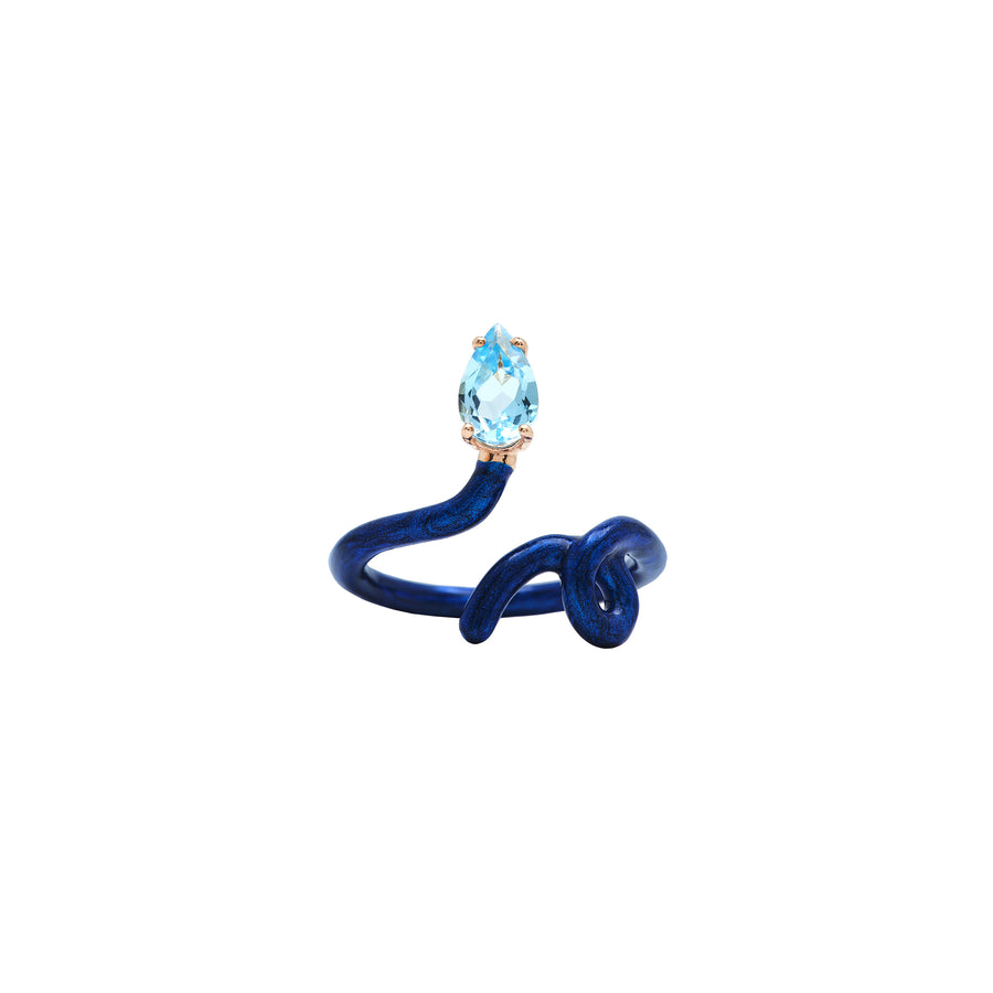 BABY VINE TENDRIL RING IN SHIMMERING BLUE WITH TOPAZ