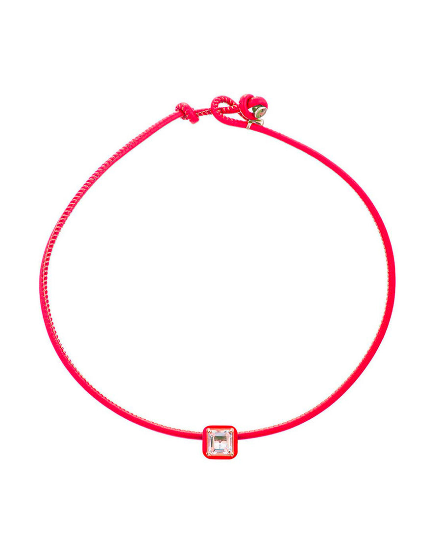 POP CHOKER WITH SQUARE IN CANDY SETTING IN RED