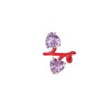 DOUBLE HEART VINE RING ~ IN RED
