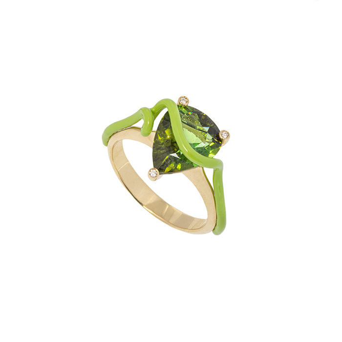 HERMIONE RING IN LIME GREEN WITH TOURMALINE