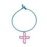 POP CHOKER WITH LUCKY FLOWER PENDANT IN HOT PINK