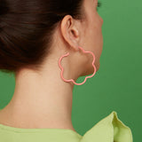 2 TONE LARGE FLOWER POWER EARRINGS LIGHT PINK AND HOT PINK